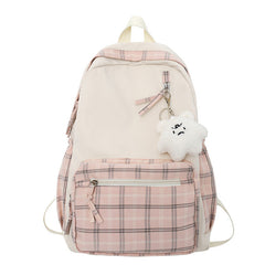 Fashionable Plaid Women's Large Capacity School Backpack
