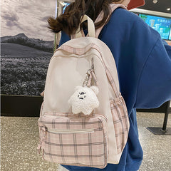 Fashionable Plaid Women's Large Capacity School Backpack