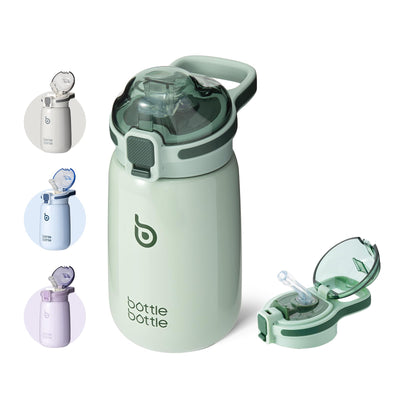 BOTTLE BOTTLE Kids Water Bottles for School 12 oz Stainless Steel Water bottle with Lid Double Wall Vacuum Kids Insulated Cup Keeps Hot and Cold Best Gifts green