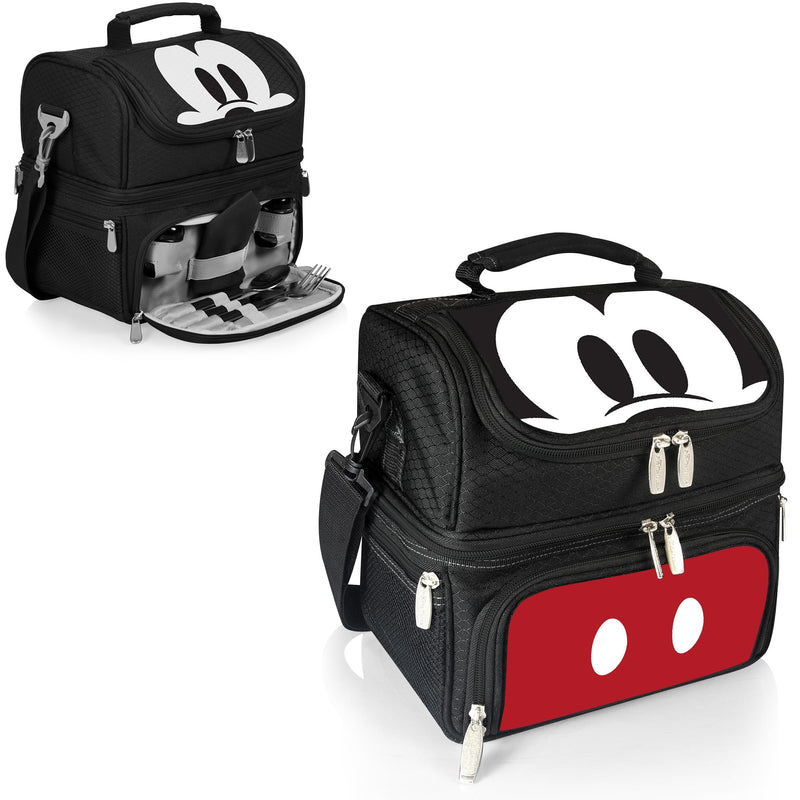 PICNIC TIME Disney Mickey Mouse Pranzo Lunch Bag Insulated Lunch Box with Utensil Set Lunch Cooler Bag (Black) 11 x 7.5 x 12