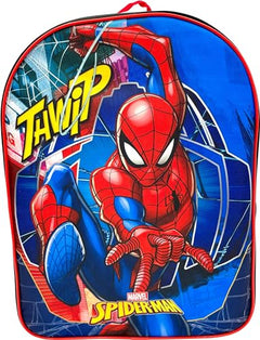 Ruz Spider-Man Kids Licensed 15 Inch School Bag Backpack (Black-Blue-Red)