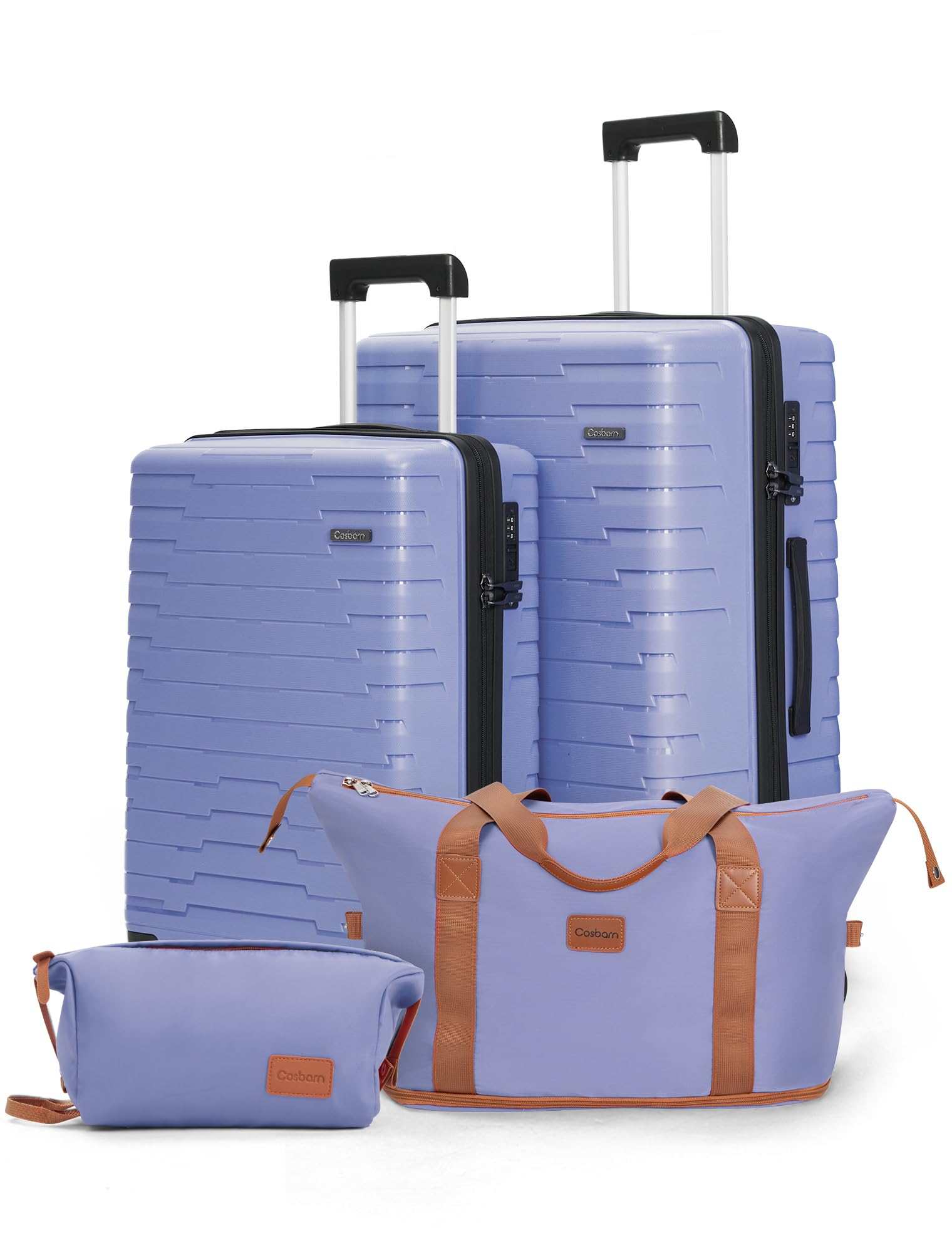 Cosbarn Luggage Sets 4 Piece Suitcases with Wheels PP Hard Case Luggage with Upgraded Shock-absorbing Spinner Wheel&TSA Lock Carry On Luggage Set