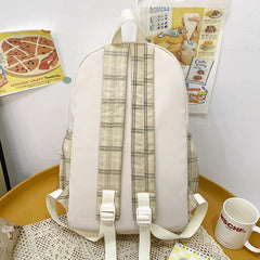 Fashionable Plaid Women's Large Capacity School Backpack