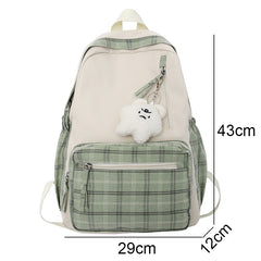 Fashionable Plaid Women's Large Capacity School Backpack