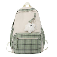 Fashionable Plaid Women's Large Capacity School Backpack